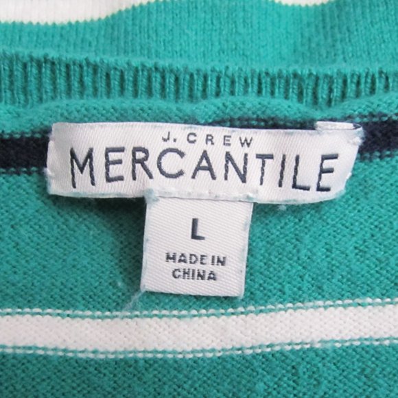 J. Crew Mercantile Peyton Cotton Mixed-Stripe Sweater in Green/Navy - L - Picture 5 of 7